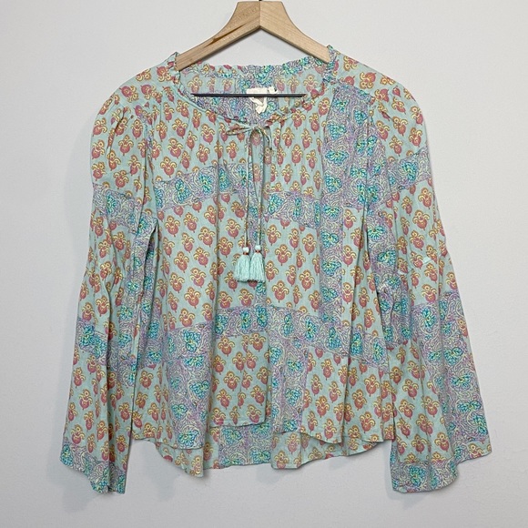 Anthro Lilka Sweetest Dream Tie Neck Printed Top - Picture 2 of 9